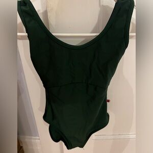 Yumiko child leotard size 14 anna front lining hunter green